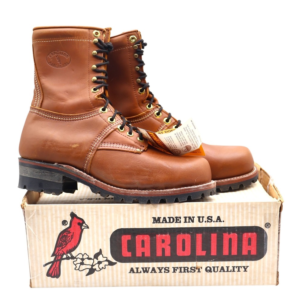 Carolina Work Boots Mens 10.5 D Vintage Made in USA Brown Leather Lace Up 906